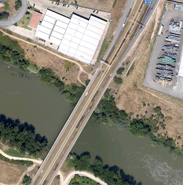 Puente sobre la A-13, imagen de Google Maps.